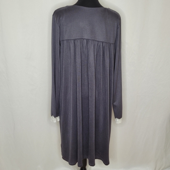 Eileen West Blue Sweater Knit Mid-Length Long Sleeve Ballet Nightgown - Size L - Picture 7 of 13